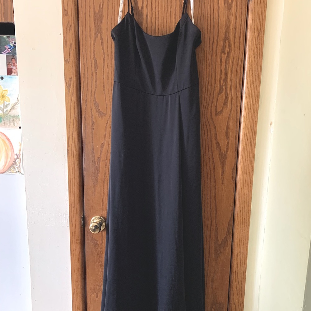 David’s Spaghetti Strap Black Satin Bridesmaid/Formal Dress Sz 6 or in Sz 8